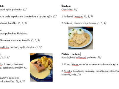 Sladká bodka Nivy - príďte na skvelý obed Denné menu v Sladkej bodke od 13.4.2026 - 19.4.2026