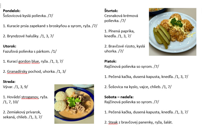 Sladká bodka Nivy - príďte na skvelý obed    Denné menu v Sladkej bodke od 18.5.2026 - 24.5.2026
