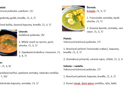Sladká bodka Nivy - príďte na skvelý obed Denné menu v Sladkej bodke od 20.4.2026 - 26.4.2026