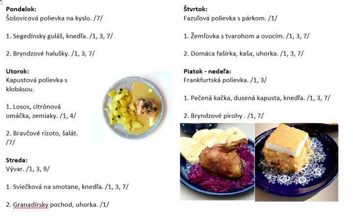 Sladká bodka Nivy - príďte na skvelý obed    Denné menu v Sladkej bodke od 24.8.2026 - 30.8.2026