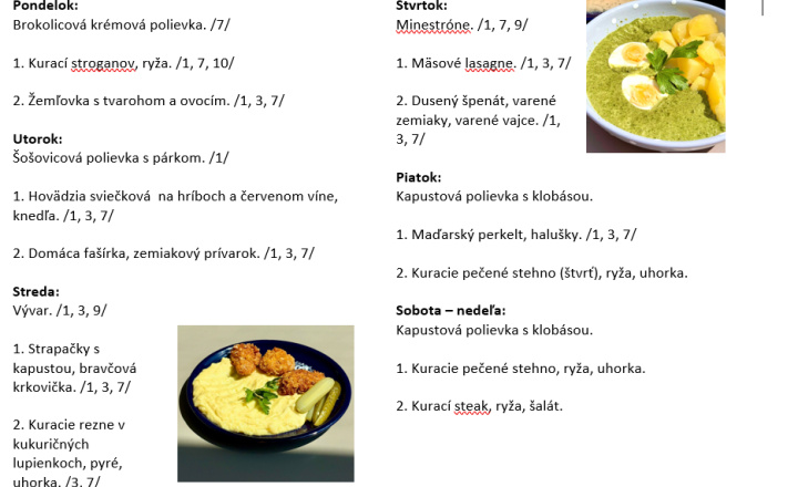 Sladká bodka Nivy - príďte na skvelý obed    Denné menu v Sladkej bodke od 25.5.2026 - 31.5.2026