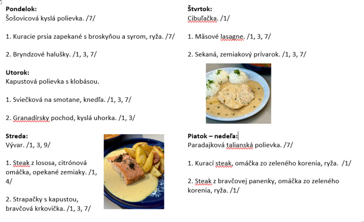 Sladká bodka Nivy - príďte na skvelý obed    Denné menu v Sladkej bodke od 27.4.2026 - 3.5.2026