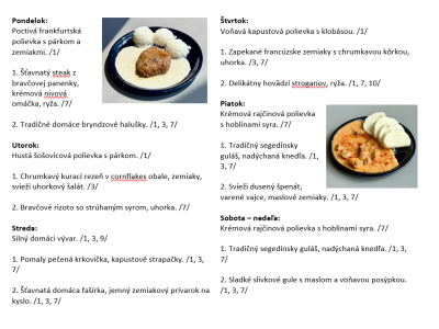 Sladká bodka Nivy - príďte na skvelý obed    Denné menu v Sladkej bodke od 28.9.2026 - 4.10.2026