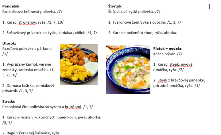Sladká bodka Nivy - príďte na skvelý obed    Denné menu v Sladkej bodke od 4.5.2026 - 10.5.2026